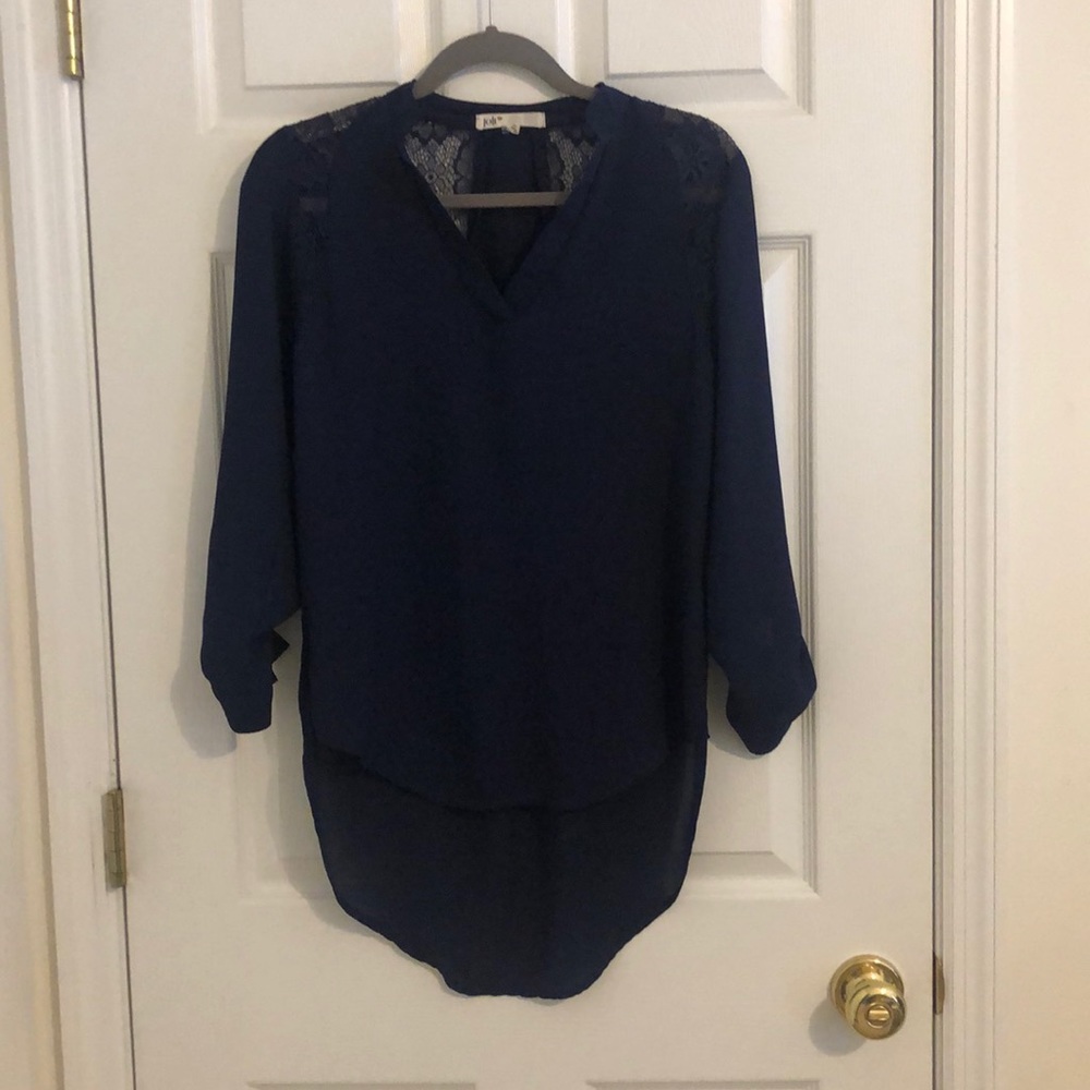 Navy Blue blouse with lace back.